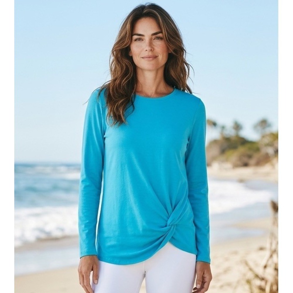 New Lilly Pulitzer Size X SMALL‎ Teal GREER TOP Luxletic Twist Athletic XS Shirt